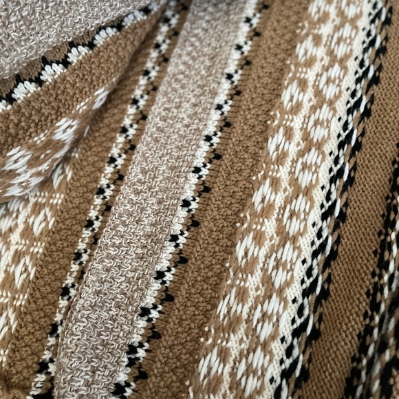 [O/S]Cocogio Chunky Knit Aztec Wool Blend Shawl/Open Cardigan - Made in Italy - Picture 3 of 6